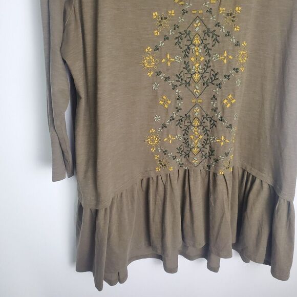 Logo Lori Goldstein Brown Embroidered Long Sleeve Tunic Size XL - Picture 5 of 9